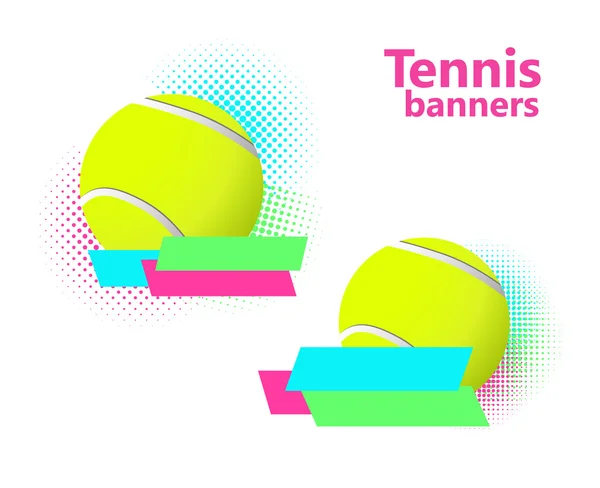 Tennis halftone vector banners — Stock Vector
