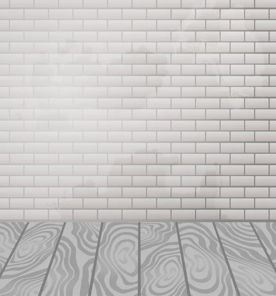 Цегляна стіна та інтер'єр дерев'яної підлоги — стоковий вектор