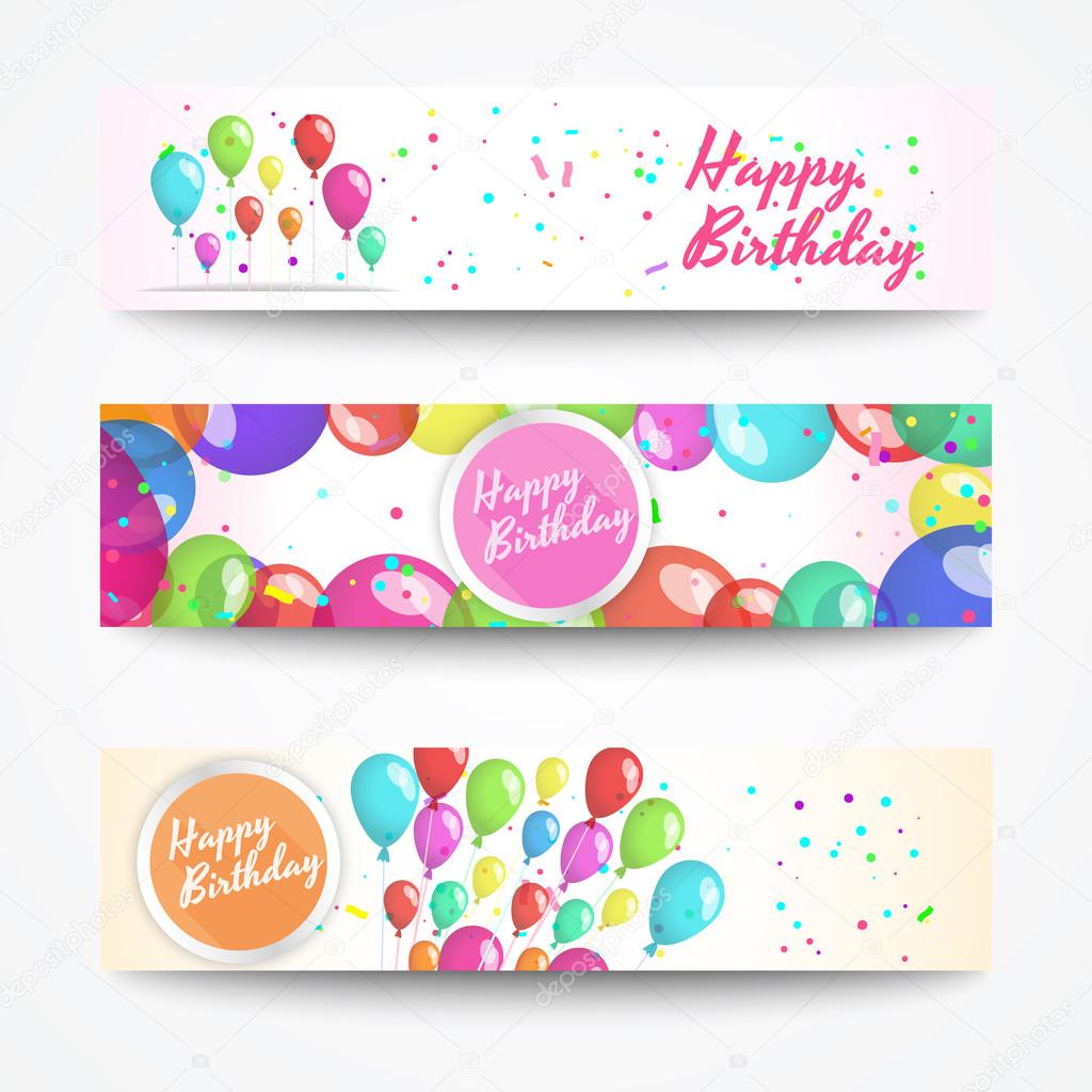 Birthday themed vector set of cards