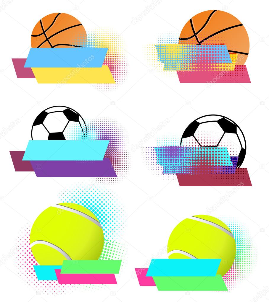 Sport balls vector banners set