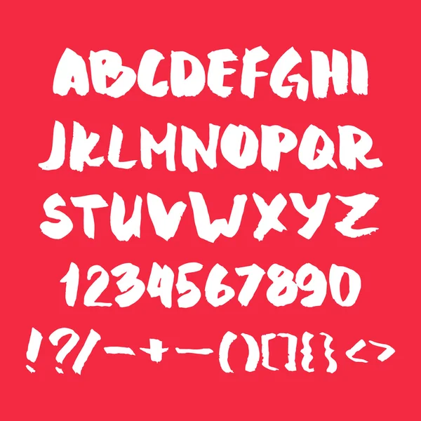 Alphabet manuscrit avec chiffres et symboles . — Image vectorielle