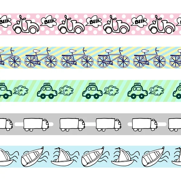 Hand-drawn doodle-style cars seamless pattern vector background Telifsiz Stok Illüstrasyonlar