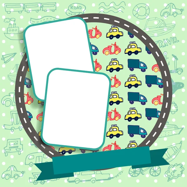 Vector scrapbooking plano de fundo com bonito doodle carros Ilustração De Bancos De Imagens