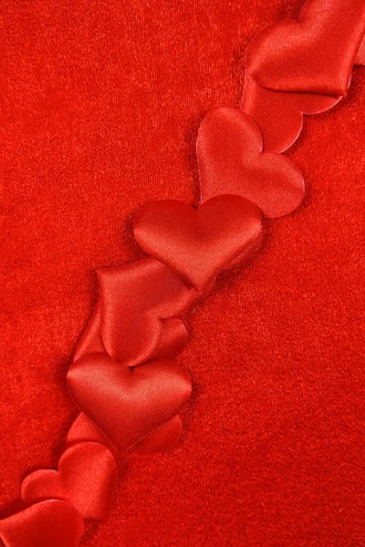 Рамка Красные Сердца Красный Бархат Копия Пространства Вертикальные — стоковое фото