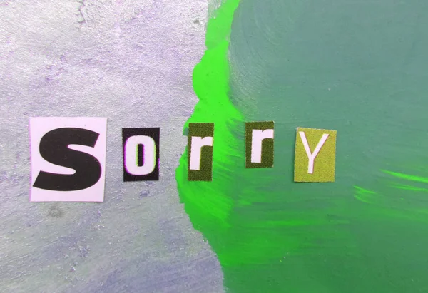 Sorry Word Cut Out Block Letters Abstract Background — Stock Photo, Image