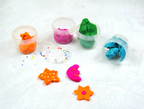 Masse Colorée Pour Modélisation Pour Créativité Des Enfants Plasticine Artisanat — Photo