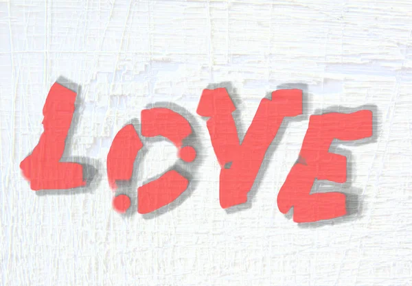 Word Love White Scratched Damaged Surface — Stock Photo, Image