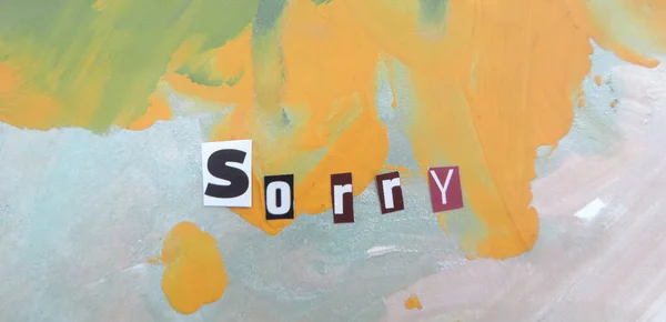 Sorry Word Cut Out Block Letters Abstract Background — Stock Photo, Image