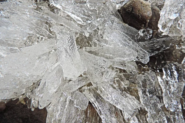Transparante Ijs Kristallen Textuur Gebarsten Achtergrond — Stockfoto