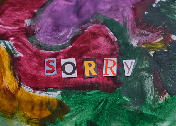 Sorry Word Cut Out Block Letters Abstract Background — Stock Photo, Image