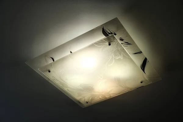 Vierkante Duplex Sierlijke Lamp Met Elegante Bloemmotief Plafond Achtergrond Met — Stockfoto