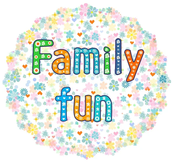 Family fun decorative lettering text. — Stock Vector