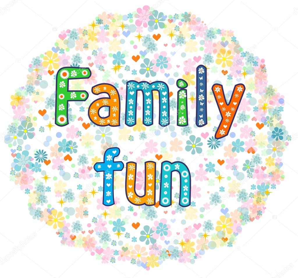 Family fun decorative lettering text. T-shirt, bag design, poster, greeting card illustration. Vector typography.