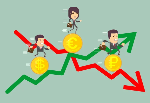 Pessoas de negócios com seta de lucro e perda —  Vetores de Stock