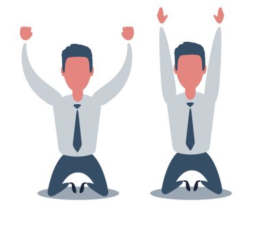 Çökmüş bir iş adamı diz çöküyor. İflas ve iş başarısızlığı kavramı.