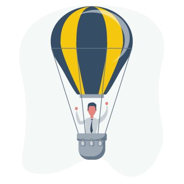 Sıcak hava balonunda bir iş adamı