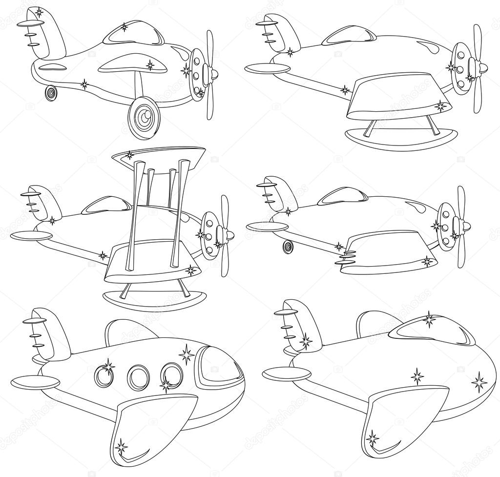 A Set of Different Planes Contour. Vector.