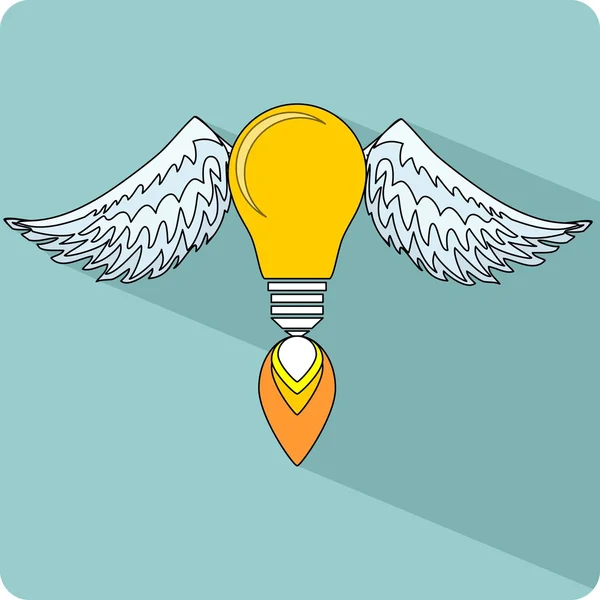 Light Bulb with Wings — Stock Vector