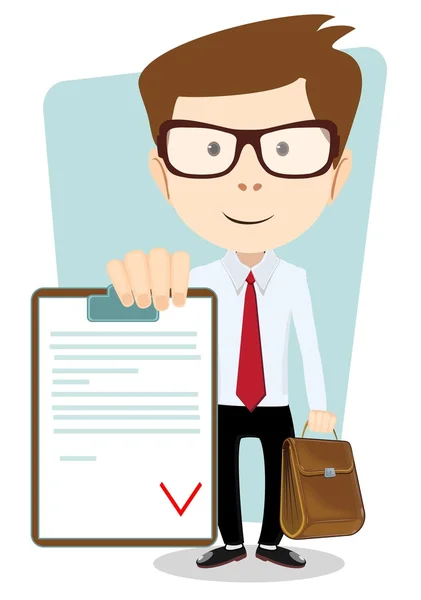 Young Man Holding a Paper With red Flags, Vector — Stock Vector