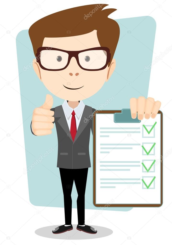 Businessman Hipster  Holding a Paper With Green Flags, Vector