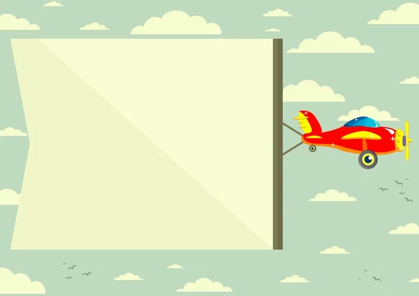 Avión con Banner, Vector Ilustración — Archivo Imágenes Vectoriales