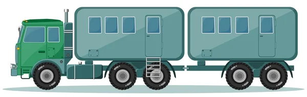 Camión con remolque para personas de transporte, Vector — Vector de stock