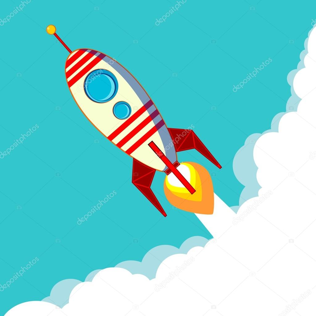 Flying Rocket with  space for text