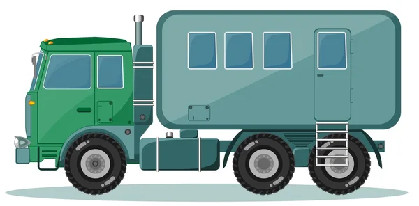 Camión con remolque para personas de transporte, ilustración vectorial — Vector de stock