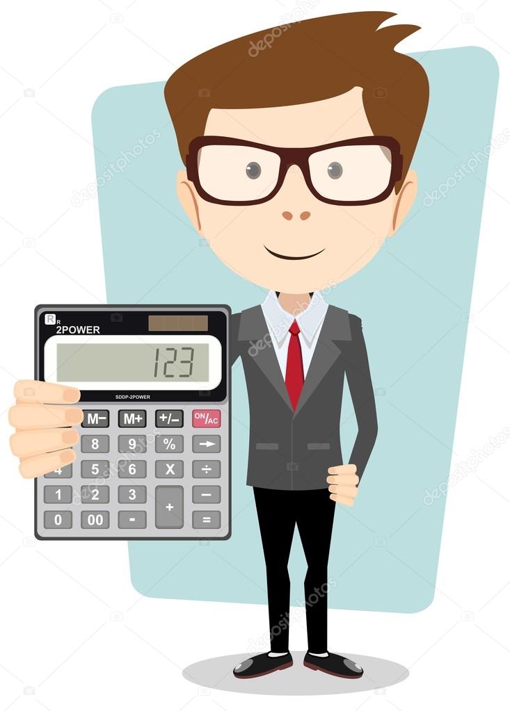 Businessman or Accountant with a Calculator, Vector Illustration