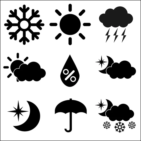 Weather Icons on White Background, Vector Illustration — Stock Vector