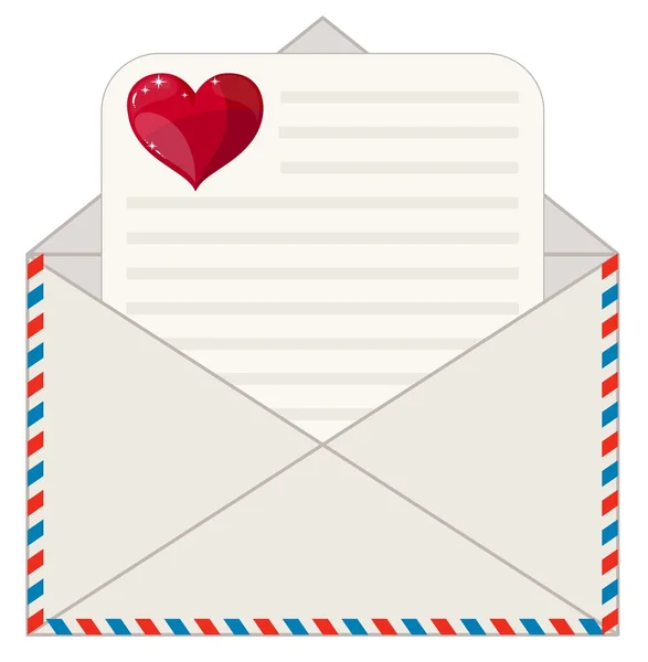 Envelop met een Letter in de vorm van Valentines. Voorraad vectorillustratie — Stockvector