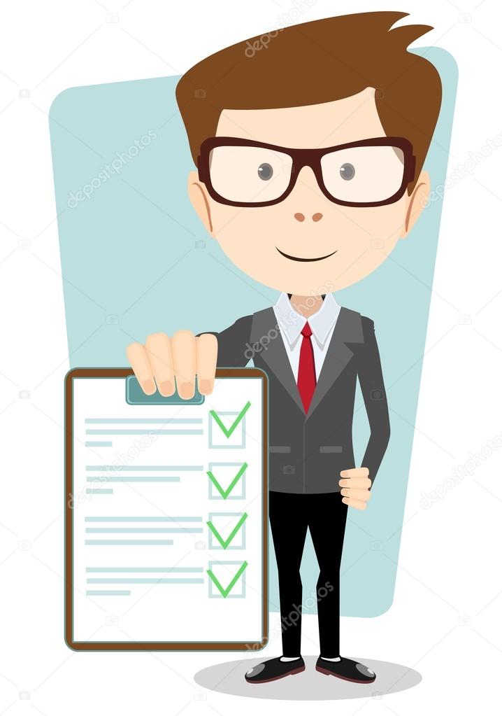 Manager holding the document approved, vector illustration