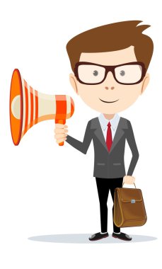 İşadamı messenger Başmüzakereci hoparlör boynuzlu