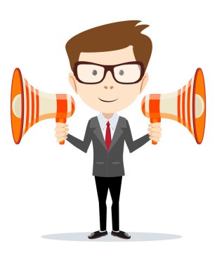 İşadamı messenger Başmüzakereci hoparlör boynuzlu