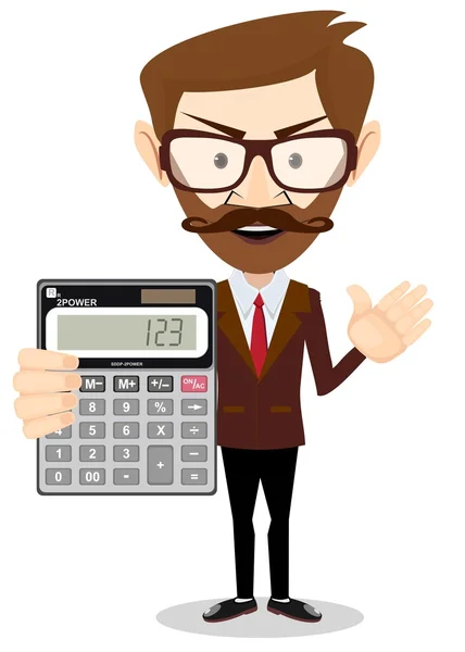 Homme d'affaires ou comptable avec calculatrice, illustration vectorielle — Image vectorielle