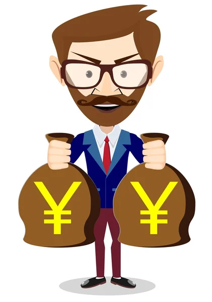 Bisnesmen bag holds the yen, vector illustration — Stock Vector