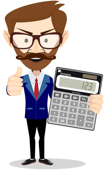 Accountant bij een rekenmachine, vectorillustratie — Stockvector