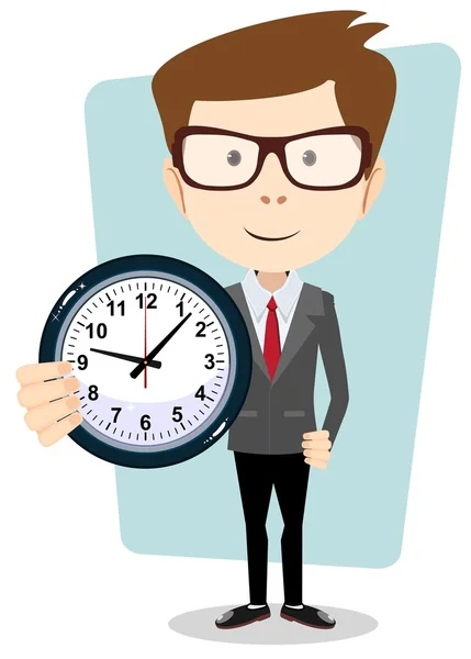 Biznesmen posiadania zegar, ilustracji wektorowych — Wektor stockowy