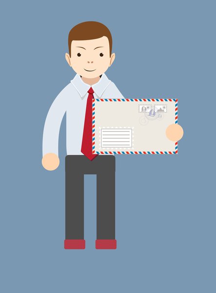 Бизнесмен доставляет почту. Вектор
