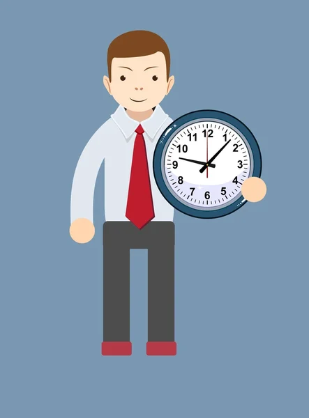 Empresário segurando um relógio, ilustração vetorial —  Vetores de Stock