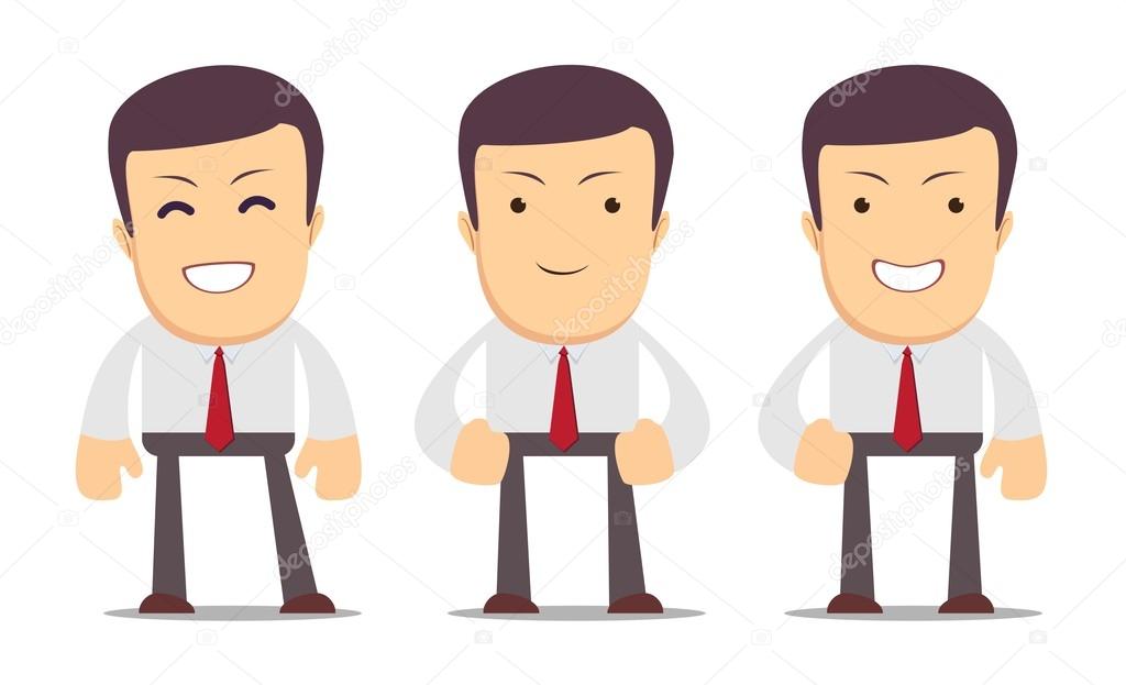 Set of manager character in different interactive poses. Vector