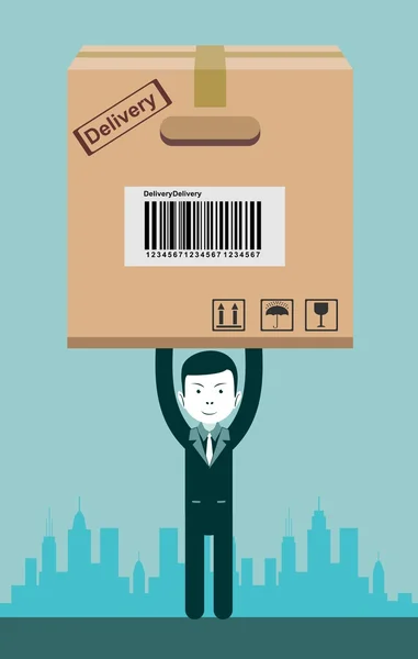 Businessman holding a package. Vector — Stock Vector