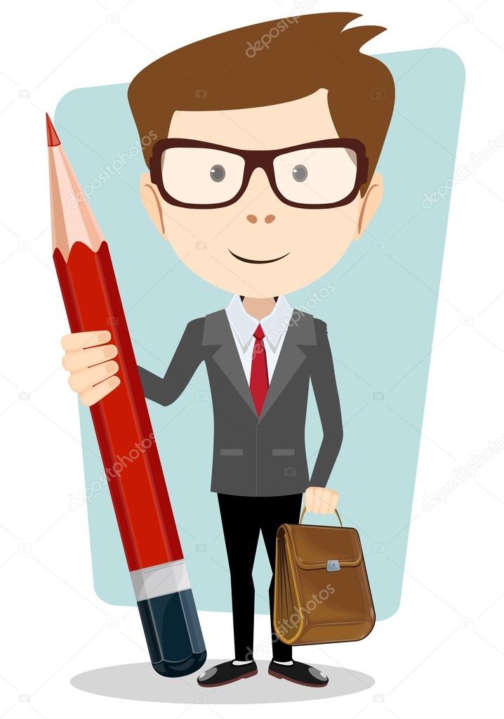 Teacher with a pencil to correct and study, vector illustration