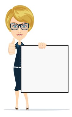 Poster, holding iş kadını illüstrasyon vektör