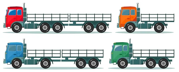 Long truck with cargo goes to the warehouse, vector illustration — Stock Vector