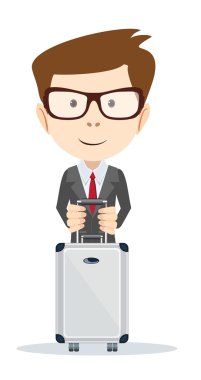 Ofis çalışanı ile seyahat, vektör çizim için bir çanta