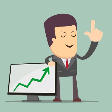 İşadamı sunan iş büyüme grafiği