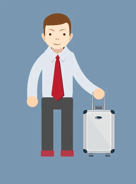 Trabajador de oficina con una bolsa para viajes, ilustración vectorial — Vector de stock