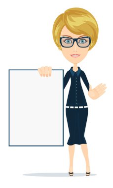 Poster, holding iş kadını illüstrasyon vektör