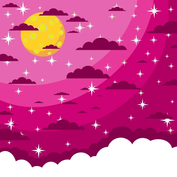 Nacht schönen mondbeschienenen Himmel, Vektorillustration — Stockvektor